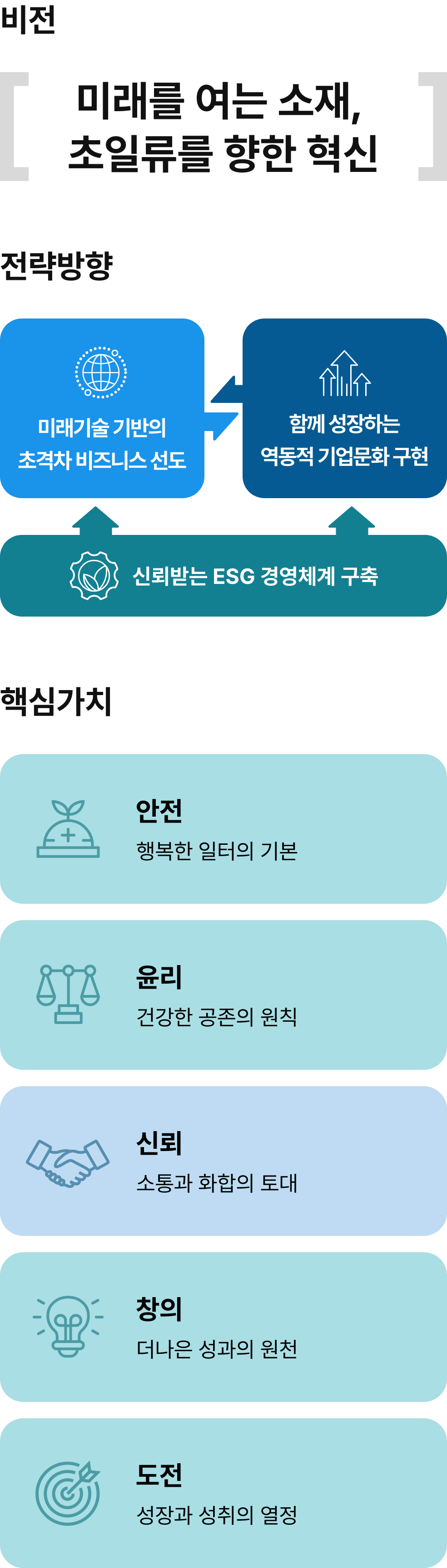 경영비전 체계도(다음 내용 참조)